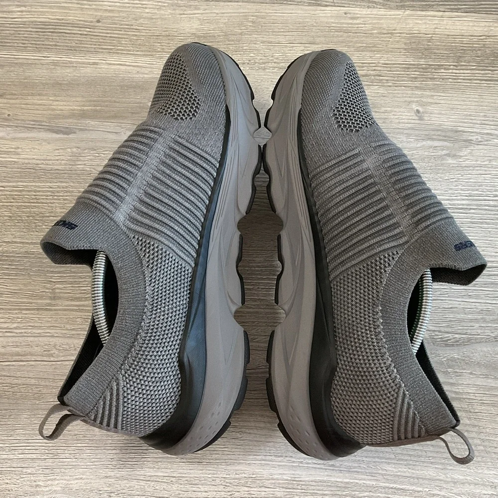 Skechers Mens Size 13 Grey Mesh Relaxed Fit Goga Mat Arch Walking Slip On Shoes